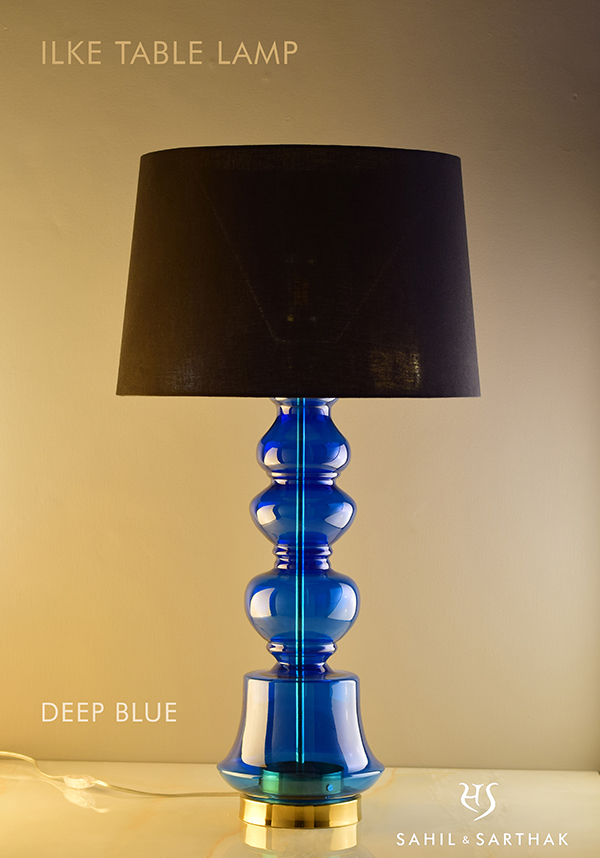 Blue color Ilke Table Lamp by Sahil & Sarthak